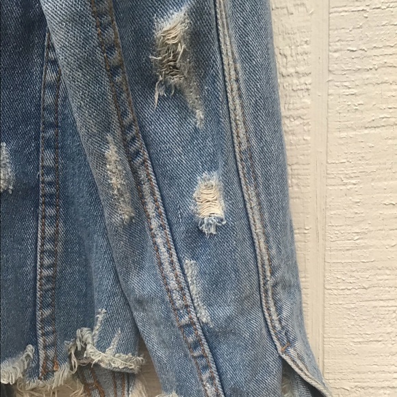 UNIF American flag denim jean distressed spikes jacket - Picture 15 of 16